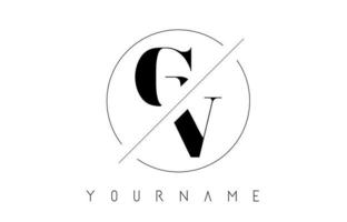 logo de lettre gv avec un design coupé et croisé vecteur