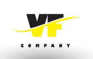 logo de lettre vf vf noir et jaune avec swoosh. vecteur
