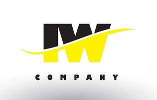 iw iw logo de lettre noir et jaune avec swoosh. vecteur