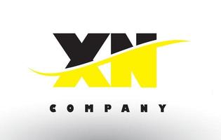 xn xn logo de lettre noir et jaune avec swoosh. vecteur