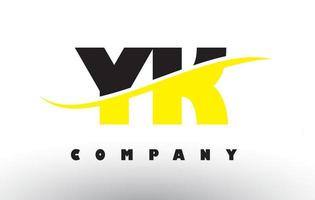 yk yk logo de lettre noir et jaune avec swoosh. vecteur