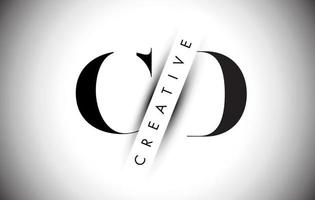 logo de lettre cd cd avec coupe d'ombre créative et conception de texte superposée. vecteur