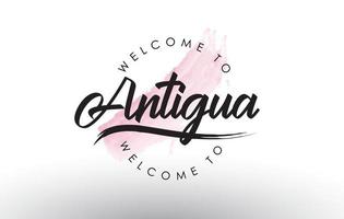 antigua bienvenue au texte avec coup de pinceau rose aquarelle vecteur