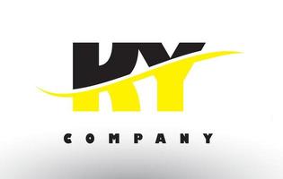 ky ky logo de lettre noir et jaune avec swoosh. vecteur