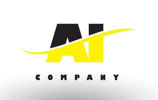 logo de lettre ai ai noir et jaune avec swoosh. vecteur