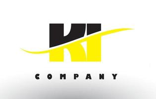 logo de lettre ki ki noir et jaune avec swoosh. vecteur