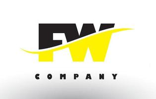 fw fw logo de lettre noir et jaune avec swoosh. vecteur