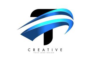 logo de lettre t avec un design dégradé bleu. vecteur
