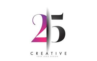 24 2 4 logo numéro gris et rose avec vecteur de coupe d'ombre créative.
