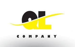 ql ql logo de lettre noir et jaune avec swoosh. vecteur