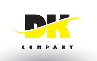 dk dk logo de lettre noir et jaune avec swoosh. vecteur