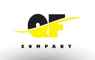 qf qf logo de lettre noir et jaune avec swoosh. vecteur