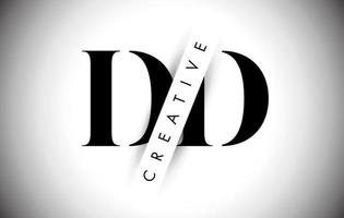 logo de lettre dd dd avec une coupe d'ombre créative et une conception de texte superposée. vecteur