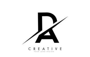 création de logo de lettre da da avec une coupe créative. vecteur