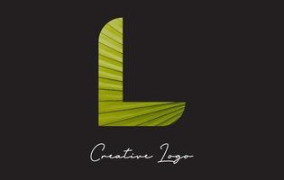 l lettre logo avec motif de feuille de palmier. vecteur