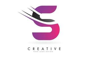 logo de lettre s avec un design colorblock rose et gris et une coupe créative vecteur