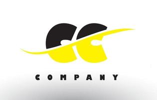 cc cc logo de lettre noir et jaune avec swoosh. vecteur