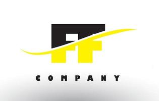 ff ff logo de lettre noir et jaune avec swoosh. vecteur