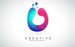 création de logo u lettre créative bleue et rose avec des points. divertissement d'entreprise convivial, médias, technologie, conception de vecteur d'entreprise numérique avec des gouttes.