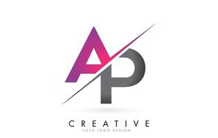 ap ap logo lettre avec design colorblock et coupe créative. vecteur