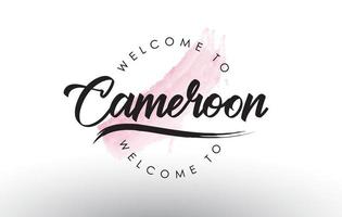 cameroun bienvenue au texte avec coup de pinceau rose aquarelle vecteur