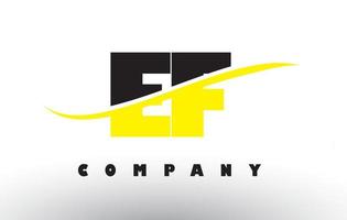 ef ef logo de lettre noir et jaune avec swoosh. vecteur