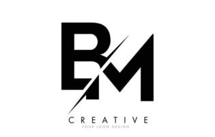 création de logo de lettre bm bm avec une coupe créative. vecteur