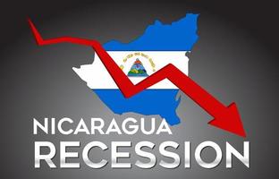 carte du concept créatif de crise économique de récession du nicaragua avec flèche de crash économique. vecteur