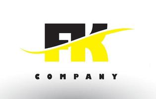 fk fk logo de lettre noir et jaune avec swoosh. vecteur