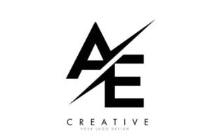 création de logo de lettre ae ae avec une coupe créative. vecteur