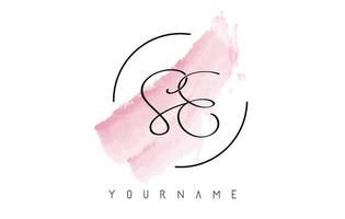 logo manuscrit de lettres se se avec le concept de trait de pinceau aquarelle pastel rose. vecteur