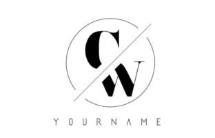 logo de lettre cw avec un design coupé et croisé vecteur