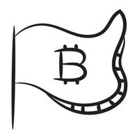 icône de drapeau bitcoin dans la conception de vecteur dessiné à la main