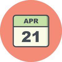 21 avril Date sur un calendrier à jour unique vecteur