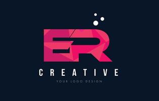 er er lettre logo avec concept de triangles roses violet low poly vecteur