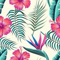 motif floral sans couture avec des feuilles. fond tropical vecteur