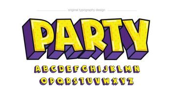 typographie de dessin animé en pointillé 3d jaune et violet vecteur