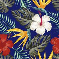 motif floral sans couture avec des feuilles. fond tropical vecteur