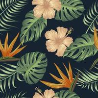 motif floral sans couture avec des feuilles. fond tropical vecteur