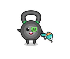 caricature de kettlebell en tant que future mascotte de guerrier vecteur