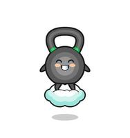 illustration mignonne de kettlebell chevauchant un nuage flottant vecteur