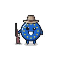 mascotte de chasseur de drapeau euro tenant une arme à feu vecteur