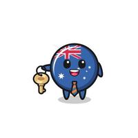 drapeau australien mignon comme mascotte d'agent immobilier vecteur