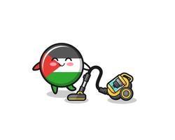 drapeau de la palestine mignon tenant l'illustration de l'aspirateur vecteur