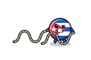 illustration du drapeau de cuba faisant un entraînement de corde de combat vecteur