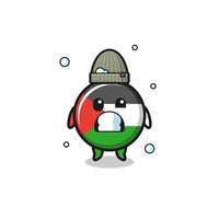 drapeau de la Palestine de dessin animé mignon avec une expression frissonnante vecteur