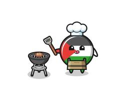 Chef de barbecue du drapeau de la Palestine avec un grill vecteur