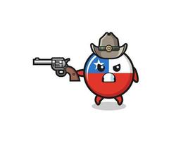 le cowboy du drapeau chilien tirant avec une arme à feu vecteur