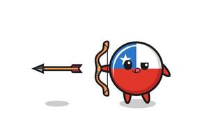 illustration du caractère du drapeau chili faisant du tir à l'arc vecteur