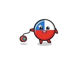 dessin animé du drapeau chili mignon jouant un yoyo vecteur